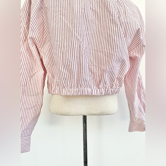 KOTN Striped Button-Up Cropped Egyptian Cotton Long Sleeve Striped Shirt XL - Picture 11 of 13